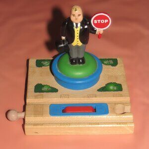 Thomas Wooden Railway Train Engine Sir Topham Hatt Stop and Go Track